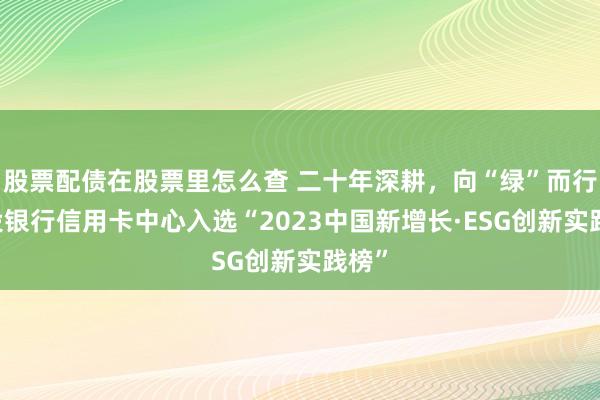 股票配债在股票里怎么查 二十年深耕，向“绿”而行 建设银行信用卡中心入选“2023中国新增长·ESG创新实践榜”