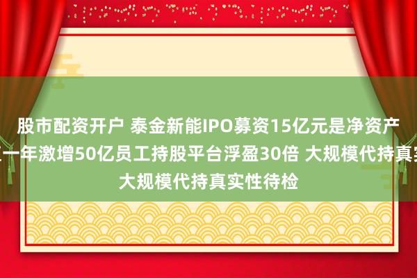 股市配资开户 泰金新能IPO募资15亿元是净资产4倍 估值一年激增50亿员工持股平台浮盈30倍 大规模代持真实性待检