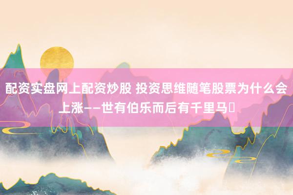 配资实盘网上配资炒股 投资思维随笔股票为什么会上涨——世有伯乐而后有千里马​